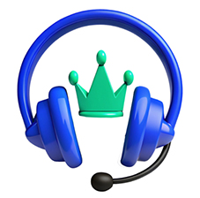 Ikon: supportheadset med chattbubblor och bockmarkering
